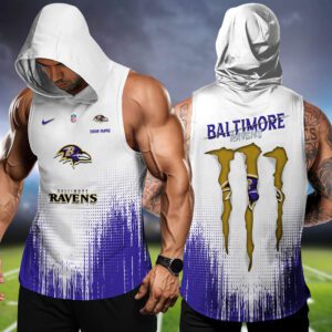 Baltimore Ravens NFL Hoodie Tank Top Workout Outfit WHT1161