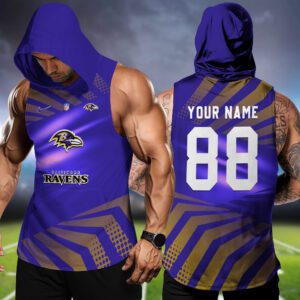 Baltimore Ravens NFL Hoodie Tank Top Workout Outfit WHT1193