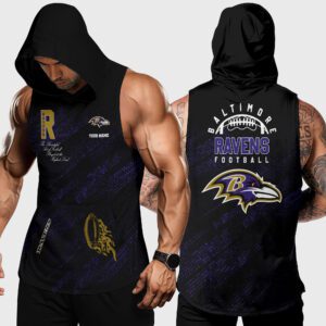Baltimore Ravens NFL Men Workout Hoodie Tank Tops Custom Name WHT1067