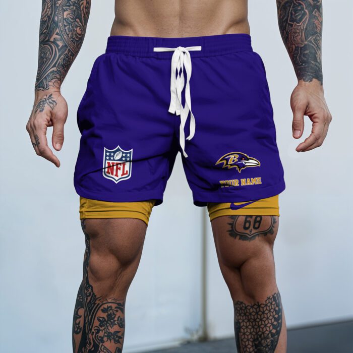 Baltimore Ravens NFL Personalized Double Layer Shorts WDS1099