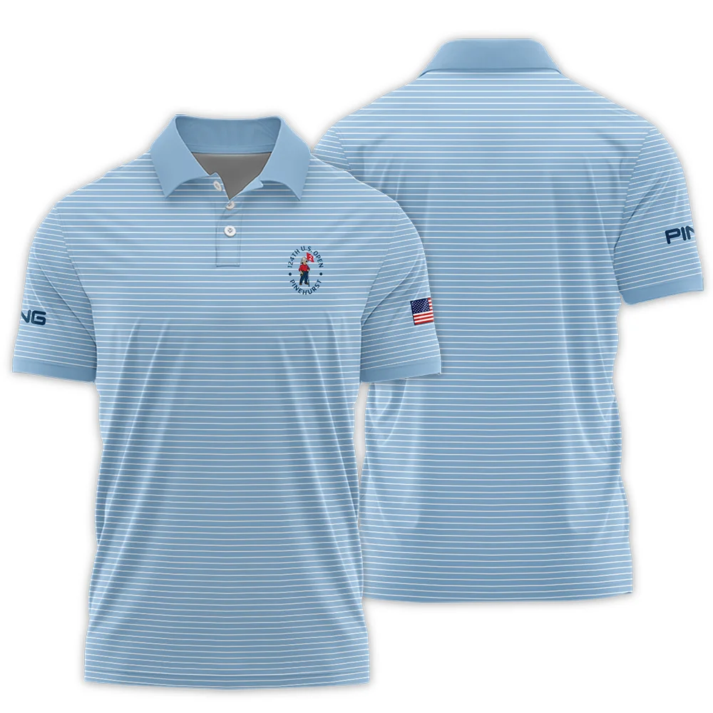 Blue White Line Pattern Ping 124th U.S. Open Pinehurst Polo Shirt Style Classic PLK1408