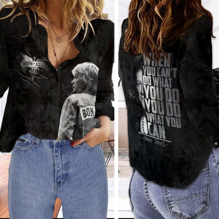 Bon Jovi Women Casual Shirt 3D Linen Shirt GWS1145