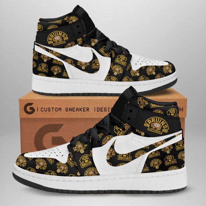 Boston Bruins Air Jordan 1 Sneaker JD1 Shoes For Fans GSS1025