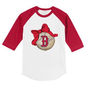 Boston Red Sox Baseball Bow 3/4 Red Sleeve Raglan Shirt