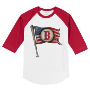 Boston Red Sox Baseball Flag 3/4 Red Sleeve Raglan Shirt