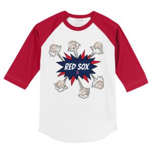 Boston Red Sox Baseball Pow 3/4 Red Sleeve Raglan Shirt