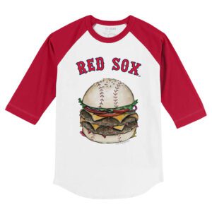 Boston Red Sox Burger 3/4 Red Sleeve Raglan Shirt