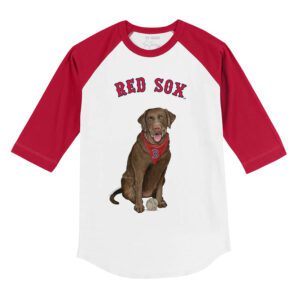 Boston Red Sox Chocolate Labrador Retriever 3/4 Red Sleeve Raglan Shirt