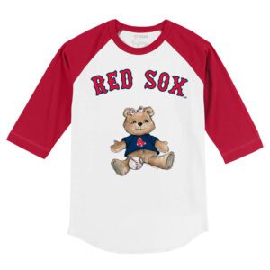 Boston Red Sox Girl Teddy 3/4 Red Sleeve Raglan Shirt