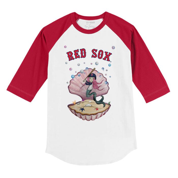 Boston Red Sox Mermaid 3/4 Red Sleeve Raglan Shirt