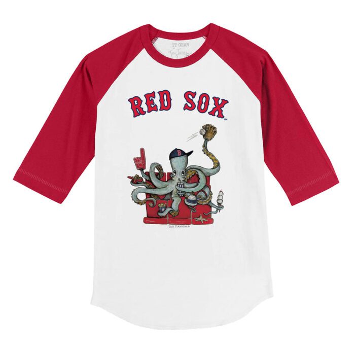 Boston Red Sox Octopus 3/4 Red Sleeve Raglan Shirt