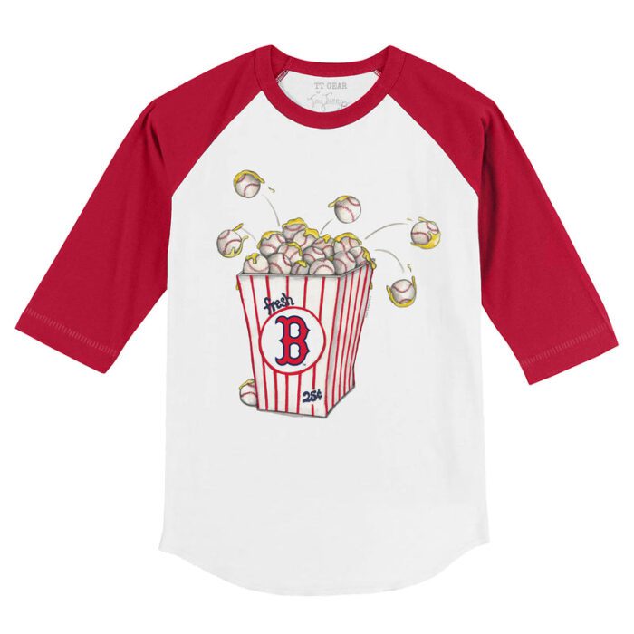 Boston Red Sox Popcorn 3/4 Red Sleeve Raglan Shirt