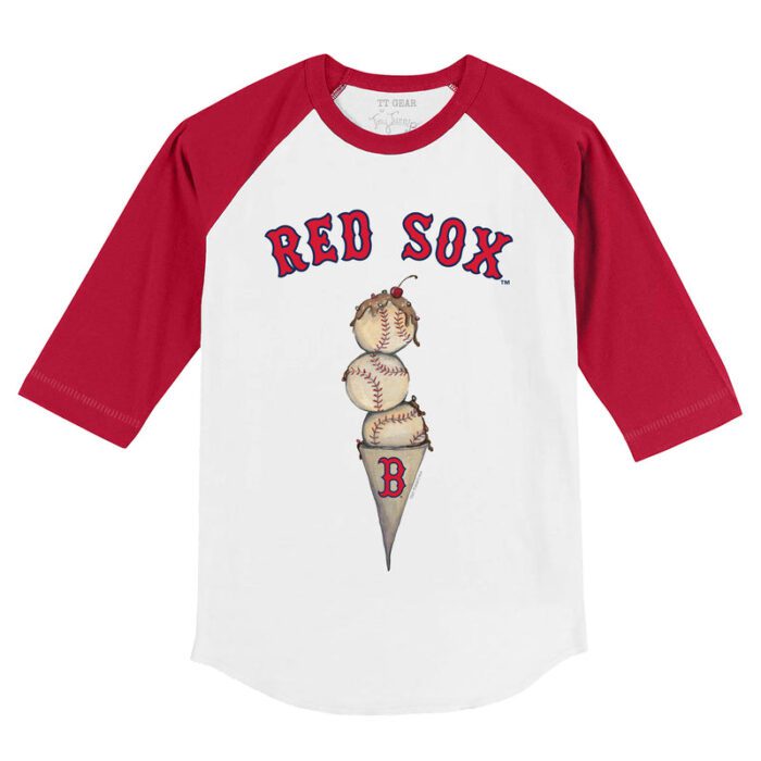 Boston Red Sox Triple Scoop 3/4 Red Sleeve Raglan Shirt