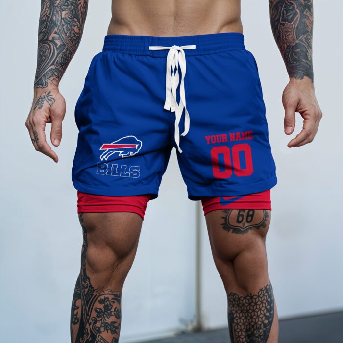 Buffalo Bills NFL Double Layer Shorts Custom Your Name And Number WDS1039