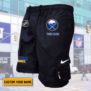 Buffalo Sabres NHL Custom Name Multi pocket Mens Cargo Shorts Outdoor Shorts WNH1004