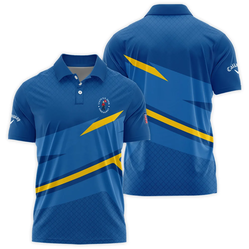 Callaway 124th U.S. Open Pinehurst Blue Yellow Mix Pattern Polo Shirt Style Classic PLK1296