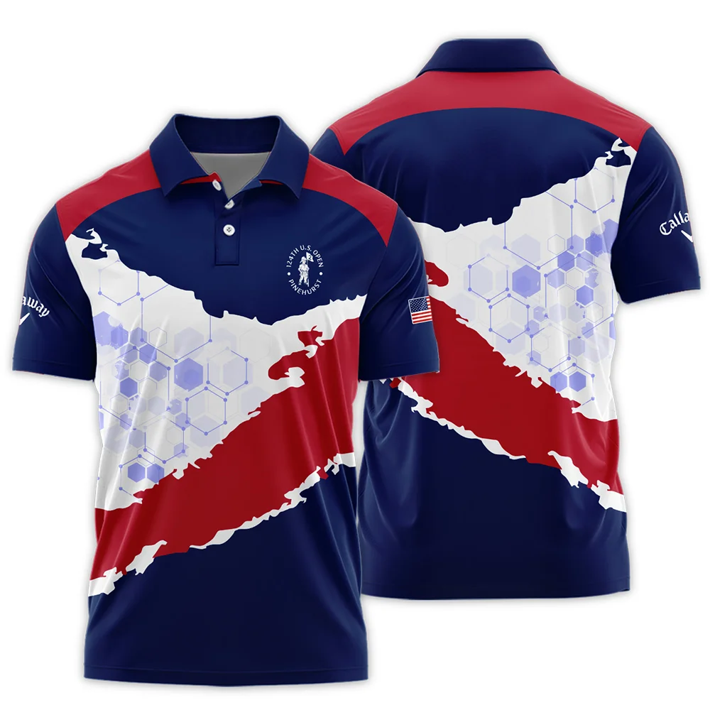 Callaway 124th U.S. Open Pinehurst Red Dark Blue White Abstract Background Polo Shirt Style Classic PLK1419