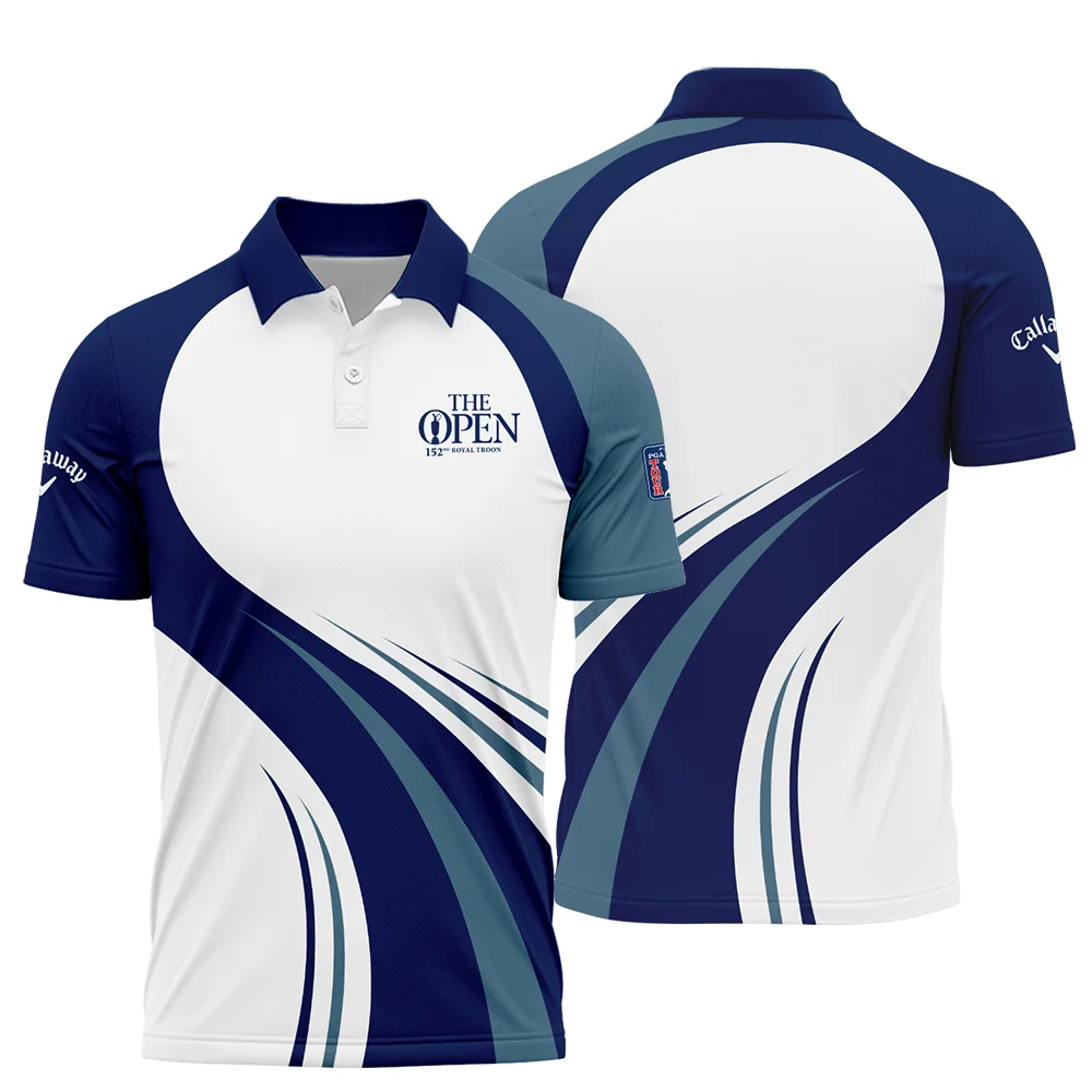 Callaway 152nd Open Championship White Mostly Desaturated Dark Blue Performance Polo Shirt PLK1135