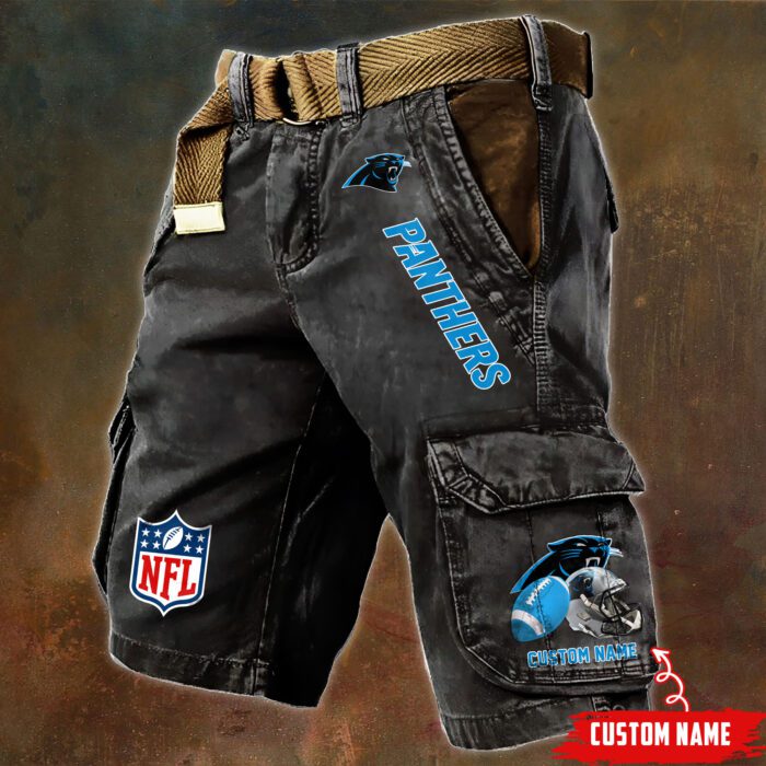 Carolina Panthers NFL Football Custom Name Pocket Print Cargo Shorts V2 Perfect Gift For Fans MCS1233