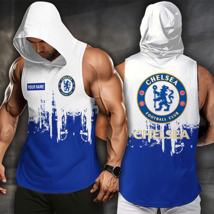 Chelsea F.C. Men Workout Hoodie Tank Tops WHT1596