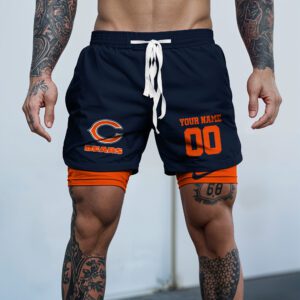 Chicago Bears NFL Double Layer Shorts Custom Your Name And Number WDS1038
