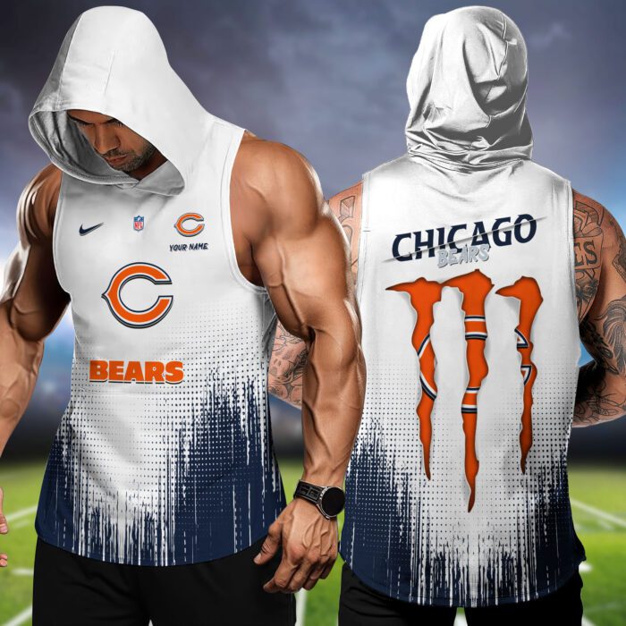 Chicago Bears NFL Hoodie Tank Top Workout Outfit WHT1163