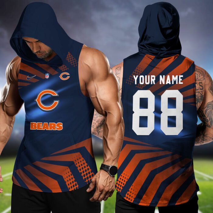 Chicago Bears NFL Hoodie Tank Top Workout Outfit WHT1196