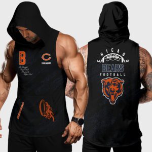 Chicago Bears NFL Men Workout Hoodie Tank Tops Custom Name WHT1070