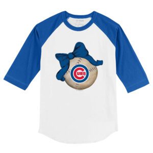 Chicago Cubs Baseball Bow 3/4 Red Sleeve Raglan Shirt