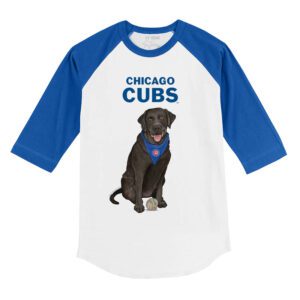 Chicago Cubs Black Labrador Retriever 3/4 Royal Blue Sleeve Raglan Shirt