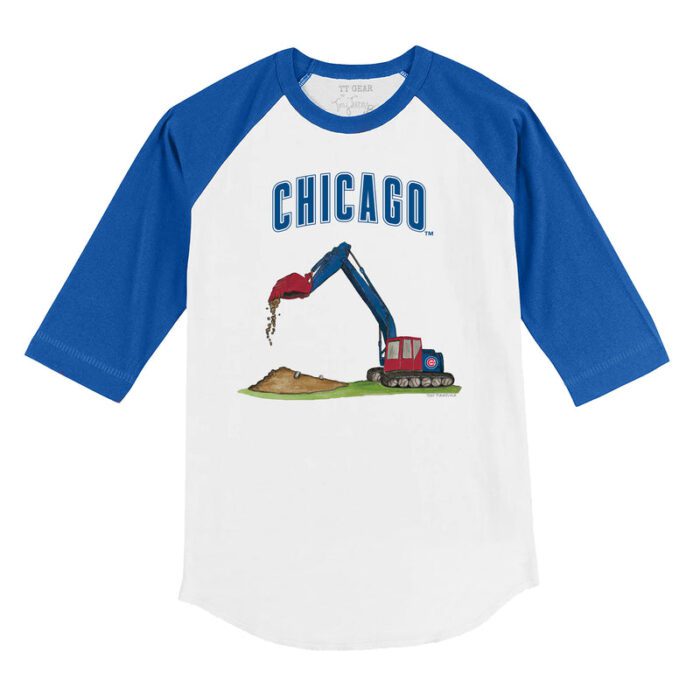 Chicago Cubs Excavator 3/4 Royal Blue Sleeve Raglan Shirt