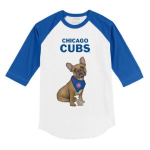 Chicago Cubs French Bulldog 3/4 Royal Blue Sleeve Raglan Shirt