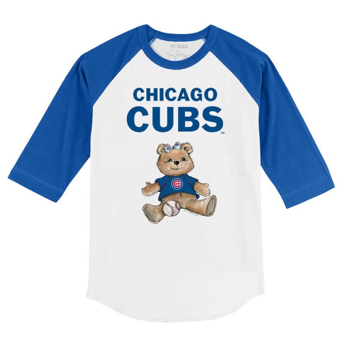 Chicago Cubs Girl Teddy 3/4 Royal Blue Sleeve Raglan Shirt
