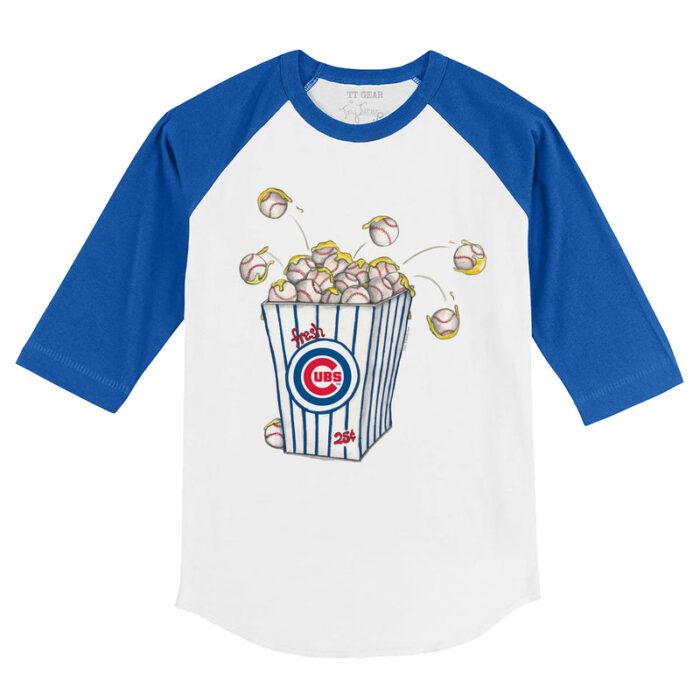 Chicago Cubs Popcorn 3/4 Royal Blue Sleeve Raglan Shirt