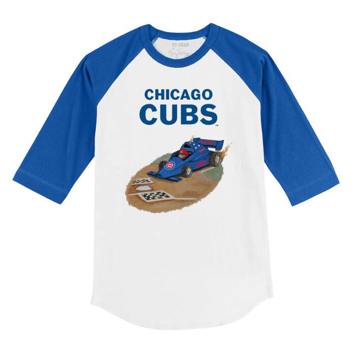 Chicago Cubs Race Car 3/4 Royal Blue Sleeve Raglan Shirt