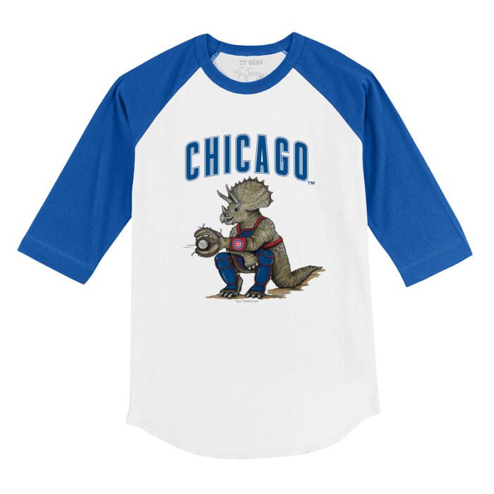 Chicago Cubs Triceratops 3/4 Royal Blue Sleeve Raglan Shirt