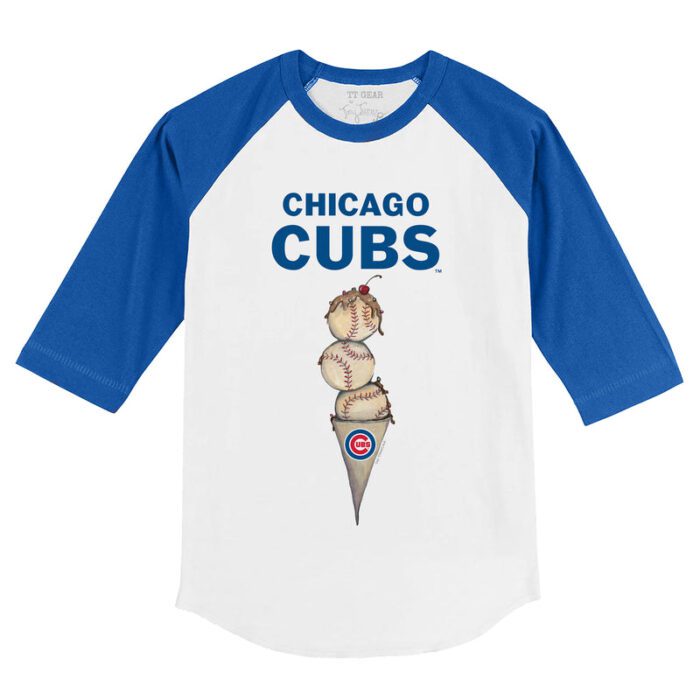 Chicago Cubs Triple Scoop 3/4 Royal Blue Sleeve Raglan Shirt