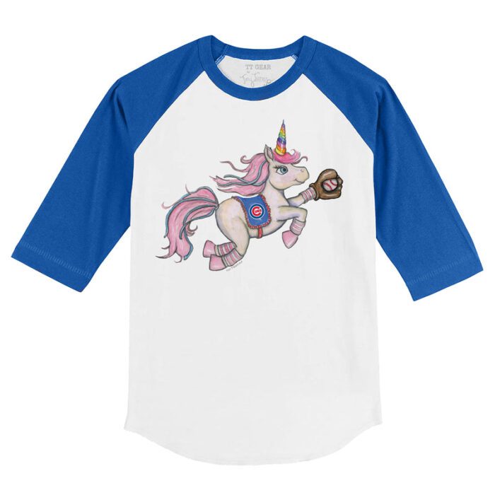 Chicago Cubs Unicorn 3/4 Royal Blue Sleeve Raglan Shirt