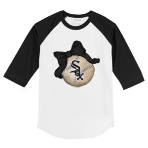 Chicago White Sox Baseball Bow 3/4 Black Sleeve Raglan Shirt