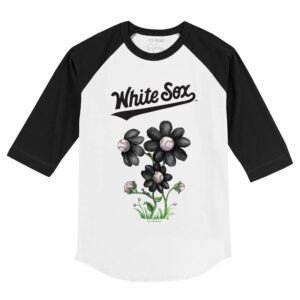 Chicago White Sox Blooming Baseballs 3/4 Black Sleeve Raglan Shirt
