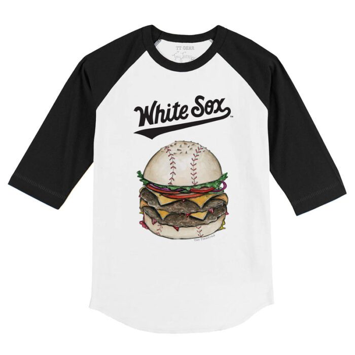 Chicago White Sox Burger 3/4 Black Sleeve Raglan Shirt
