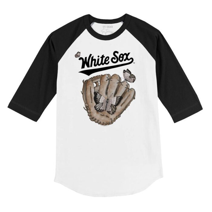 Chicago White Sox Butterfly Glove 3/4 Black Sleeve Raglan Shirt
