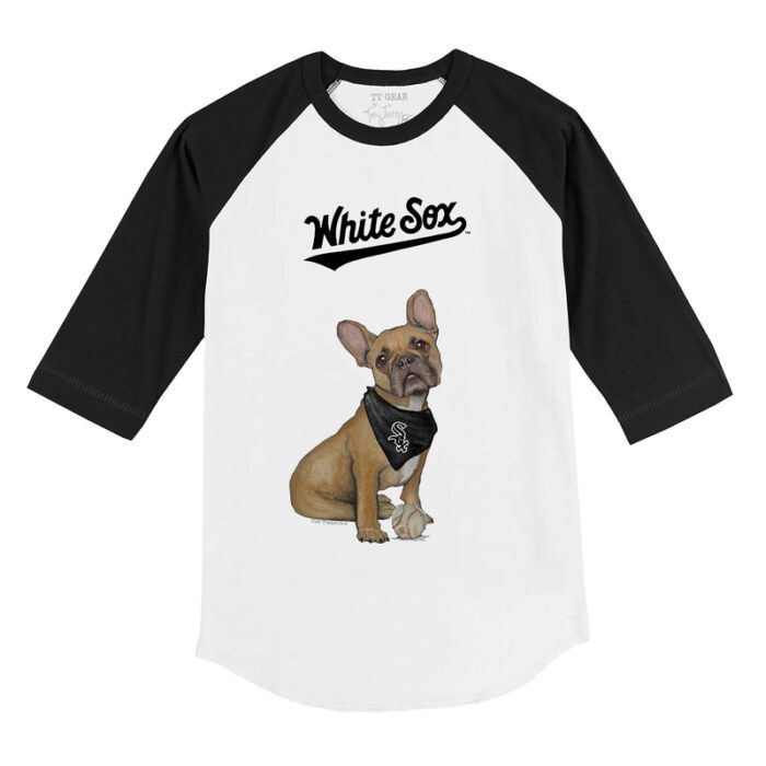 Chicago White Sox French Bulldog 3/4 Black Sleeve Raglan Shirt