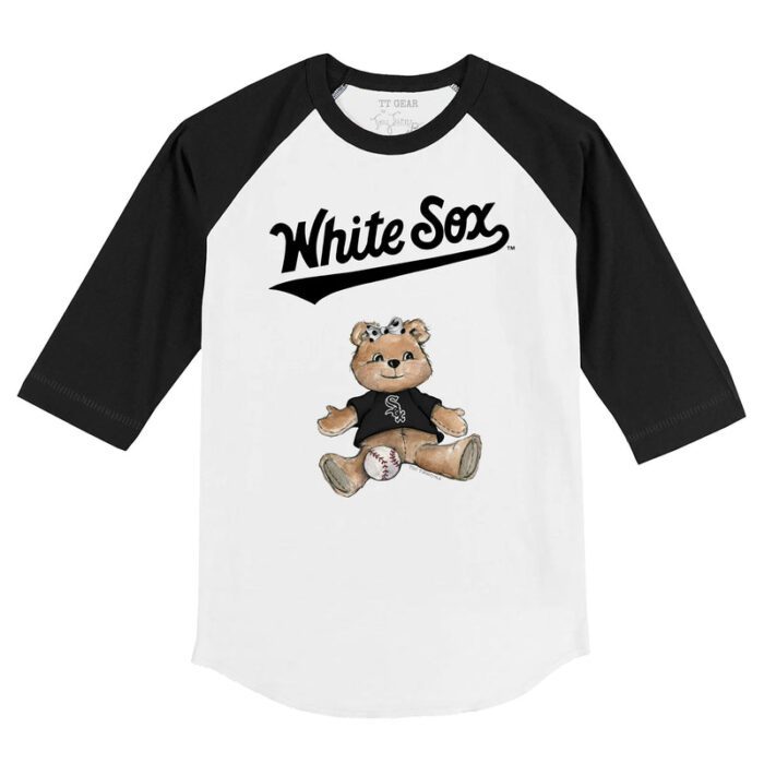 Chicago White Sox Girl Teddy 3/4 Black Sleeve Raglan Shirt