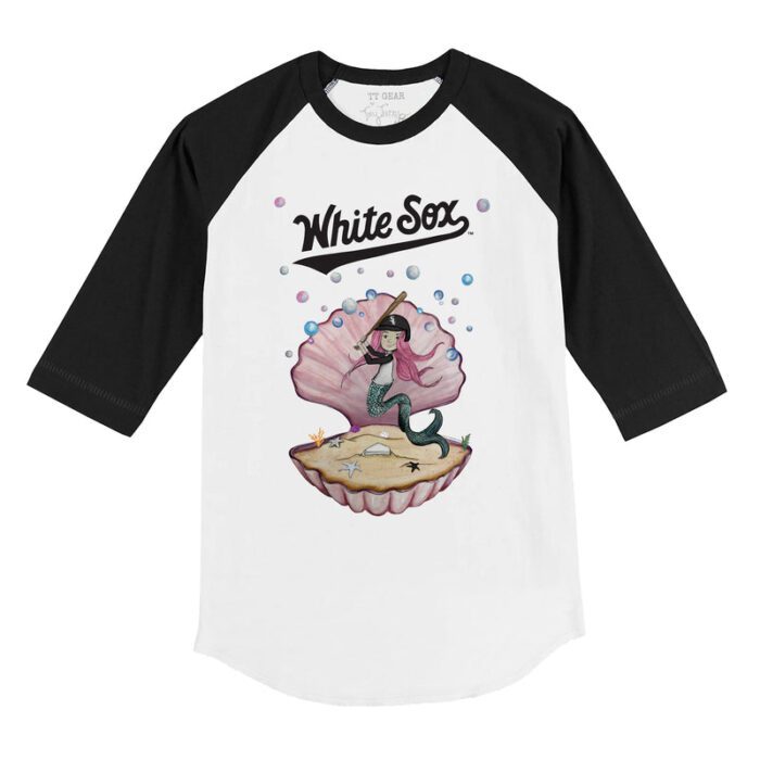 Chicago White Sox Mermaid 3/4 Black Sleeve Raglan Shirt