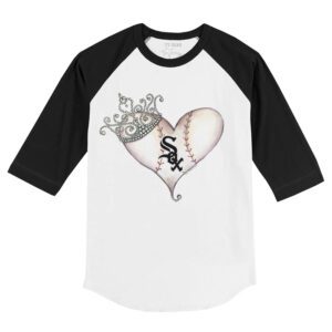 Chicago White Sox Tiara Heart 3/4 Black Sleeve Raglan Shirt