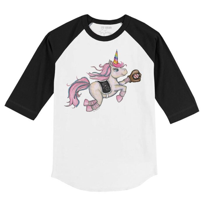 Chicago White Sox Unicorn 3/4 Black Sleeve Raglan Shirt