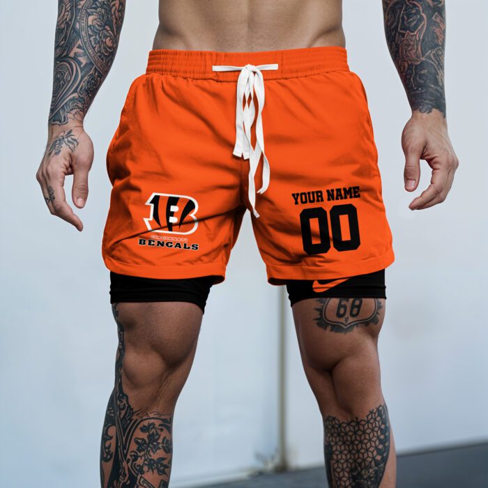 Cincinnati Bengals NFL Double Layer Shorts Custom Your Name And Number WDS1033