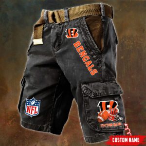 Cincinnati Bengals NFL Football Custom Name Pocket Print Cargo Shorts V2 Perfect Gift For Fans MCS1236