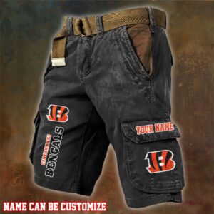 Cincinnati Bengals NFL Pocket Print Cargo Shorts V2 Custom Name For Fans MCS1269